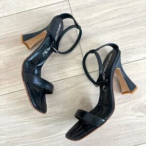 GIANCARLO PAOLI black strappy heels / size EU 37 US 7